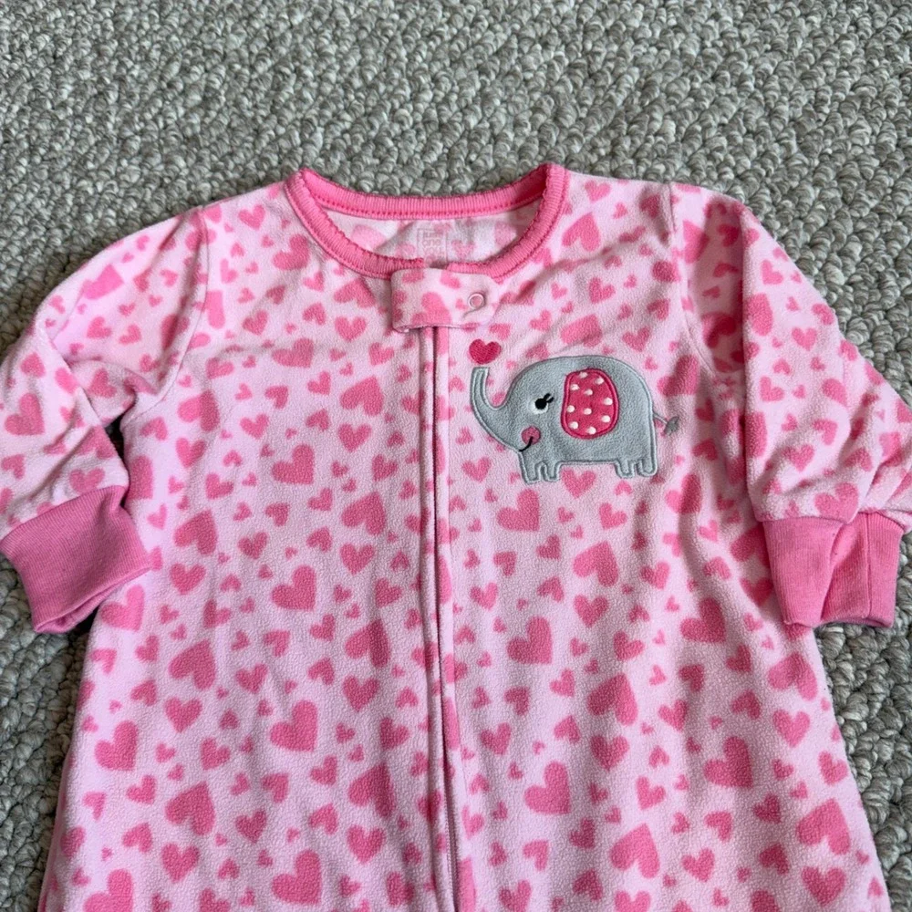 Carters Baby Girl Pink Heart Fleece Sleep Sack Elephant Size‎ 0-9 Months